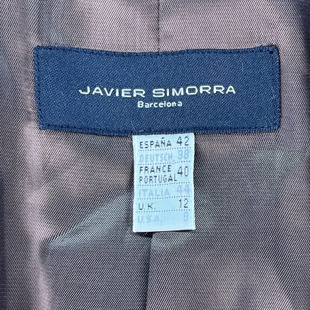 DESIGNER JAVIER SIMORRA BARCELONA COAT BUTTON UP Cheetah Print WAIST BELT SIZE 8 - Picture 9 of 10